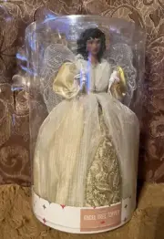 14" Holiday Lane 10-Light Angel Tree Topper with Gold Dress & Silver Wings