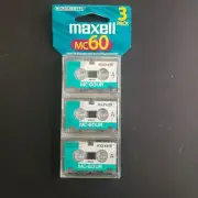 New 3 Pack Maxell MC-60 Microcassette 60 Minute Sealed Micro Cassette Tape Blank