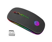 BM110 Wireless Mouse 2.4GHz Receiver LED Mute USB Rechargeable Computer Optical Game Mice for Laptop - Black