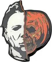 [Rock Rebel] Michael Myers Split Mask Pumpkin Face Glow in the Dark Pin Official Halloween II Horror Movie Enamel Pin, Zinc, no gemstone