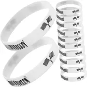 COSMEVIVI 12pcs Checkered Flag Wristbands Silicone Racing Theme Bracelets Stylish Plaid Pattern for Sports Events Friends Teammates