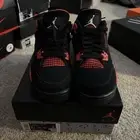 Air Jordan 4 Red Thunder Retro Sneakers 2022 Size 7Y GS Black
