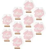 MAGICLULU 10pcs Wedding Party Table Number Hexagonal Wooden Base Stylish Acrylic Decor for Events