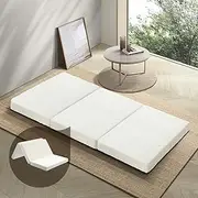 Bedra Foldable Mattress Double Sherpa Fleece Removable Cover Folding Mattress Floor Bed Cushion 3-Fold 137 x 190 x 10cm