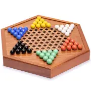 Wooden Chinese Checkers Halma Board Game Set (12.7 Inches) with Storage Drawe...