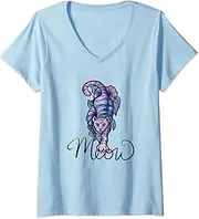 [caterpillar] Womens Meow Kitty Cat V-Neck T-Shirt