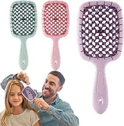 Paddle Hair Comb - Frizz Soft Bristles Brush With Soft Bristles 3X,Hair Style Accessories, Styling Tools, For Curly, Wet, And Dry Hair