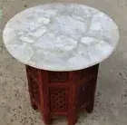 Unique White Quartz Stone Round Coffee Table Top Counter Desk Table Hallway Deco
