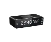 Led clock 15w wireless charging Bluetooth speaker-Black