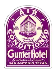 Gunter Hotel San Antonio Texas Vintage Sticker