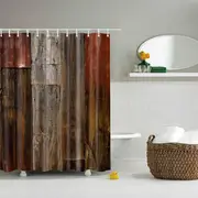 Catzon Vintage Wooden Printed Shower Curtains Bathroom Decor Accessory-12