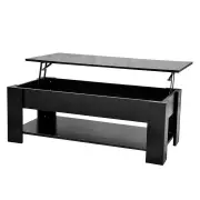 Lift Up Coffee Table with Storage - Black