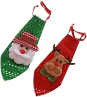 [HAPINARY] Unique Christmas Sequin Neckties 2 Pack Christmas Decorations Santa Snowman Theme for Christmas Tree