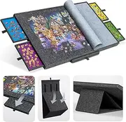 1500 Piece Foldables & Tilting Puzzle Board with 4 Drawers & Cover, Lightweight & Portable Puzzls Table with Built-in Stands for Angle Adjustments,Portable Jigsaw Puzzle Table for Games Up