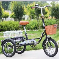 在飛比找Yahoo!奇摩拍賣優惠-新款老年三輪車人力車腳踏代步車雙人車成人腳蹬健身自行車載貨特