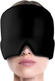 Migraine Headache Relief Cap, Headache Cap Ice Pack Mask, Cool Gel Head Wrap, Cold and Hot Head Wrap for Easing Pain, Ension and Stress(COLOR:Black)
