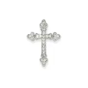 14K White Gold Real Diamond Cross Pendant