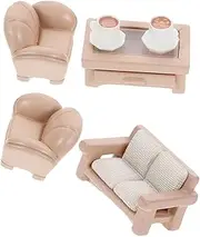 Resin Craft Miniature Furniture Set Mini Sofa and Tea Table for Dollhouse Decor and Play