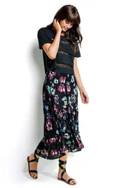 Scandi Floral Mid Skirt--SEA-52823-TO