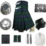 10PCS Mens Traditional Stage Head Kilt Outfit Scottish Wedding Kilt Shirt Outfit