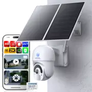 4G Security Camera Solar Panel 2K Outdoor 24/7 Recording NON STOP Battery 128GB