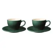 Le Creuset Set of 2 Classic Espresso Cups + Saucers, Artichaut