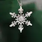 12pcs Acrylic Crystal Snowflake Christmas Tree Hanging Pendant Ornaments Decor