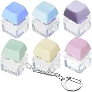 6 Pack Keyboard Fidget Toy Keyboard Fidget Keychain Keyboard Decompression Button Finger Clicker Toys, Button Stress Relief Fidget Gifts for Adult to Relief Stress (Mix Macaron)