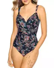 Miraclesuit L21915 Womens Scotch Floral Siren One Piece Swimsuit Size 10