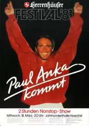 Paul Anka - Having My Baby, Frankfurt 1981 Concert Poster