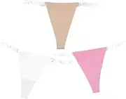 [abandi] Women's 3 Pack Clear Strap Thongs Invisible T-Back G String Thong Panties Adjustable Seamless Clear Underwear