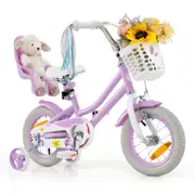 Babyjoy 30 cm Kids Bike Training Bicycle Beginner Ride-on w/Doll Seat & Front Basket Girls Beginner Purple