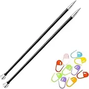 KnitPro Karbonz Straight Knitting Needles 14 inch, Size 6 (35cm, 4.00mm) with 10 Colorful Stitch Markers