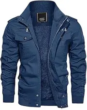 [Zozogag] Men's Fleece Jackets Er Coats Fall Winter Thermal Bomber Jackets Multi-Pockets