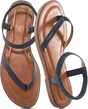 [Ablanczoom] Womens Sandals Dressy Shoes: Casual Elastic Ankle Strap Summer Flats Comfortable Beach Flip Flops for Women