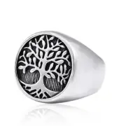 AU NEW Domineering Vintage Medieval Men Retro Tree of Life Stainless Steel Ring