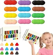 Toddler Crayons, Preschool Coloring Supplies, Pea-Shaped Crayons, Bright & Vibrant Colors, Child-Safe Materials, 21.8x13.4x3cm/8.58x5.28x1.18 Inches, For Young Learners