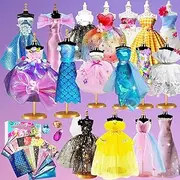 150PC+ Fashion Designer Kits for Girls, Fashion Design Sketchbook Kit with Mannequins Create Your Own Doll Clothes Arts Crafts Sewing kit for Kids Ages 8-12+ Birthday DIY Gifts