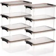8 Packs Small Storage Bins with Lids, 3.2 QT Clear Storage Latch Box Plastic ...