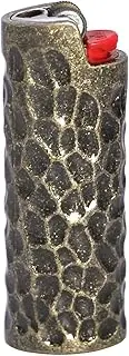 HUMWE Vintage Metal Lighter Case Sleeve Cover Holder Pouches Hammer Pattern Heavy Armor for Bic Full Standard Size Lighter J6 (Bronze)