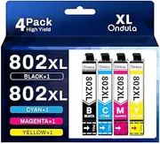 Ondula 802XL Ink Cartridges Multipack Compatible with Epson 802XL 802 XL Ink Cartridges for Workforce Pro WF-4720 WF-4730 WF-4734 WF-4740 EC-4020 EC-4030 EC-4040 (4-Pack)