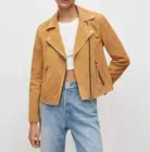 Yellow Leather Jacket Women Motorcycle Suede Size Custom Made Stylish Jacket