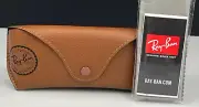 Ray Ban Sunglasses Case Brown Leather w/Lens Cleaning Cloth & Booklet NEW