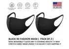 Fashion Face Black Mask / 3D Black Mask / Washable & Reusable ( Pack of 2 )