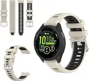 [QINOUK] Strap for Garmin Forerunner 265s, [Breathable] Soft Silicone Strap, Two-Tone Band, Adjustable Design, for Garmin Forerunner 265s Black Red