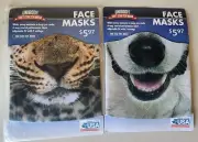 Face Mask Animal Face Corgi Dog and Leopard Reusable Adult Set of 2 New