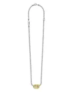 Lagos 18K Yellow Gold & Sterling Silver Signature Caviar Interlocking Pendant Necklace, 16-18