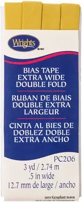Wrights Double Fold Bias Tape .5"X3yd-Mustard
