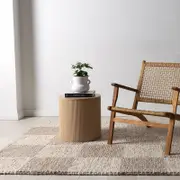 Brand Ventures Eco Weave Checkered Beige and Ivory Jute and Wool Rug