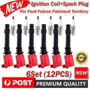 6Pcs Ignition Coil For Ford Falcon 2002-2008 Territory 2005-2011 With Spark Plug (for: Ford)